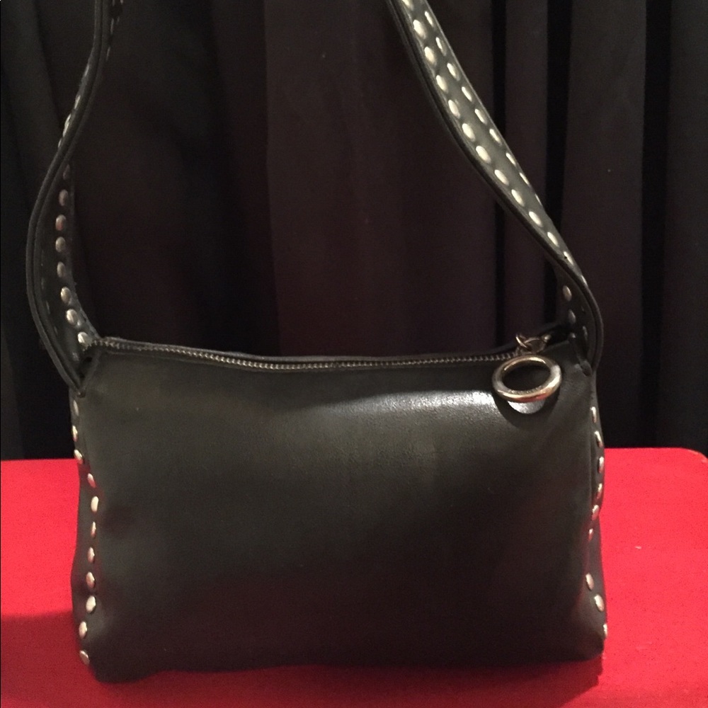 Cute black leather Nine West purse w/ silver studs